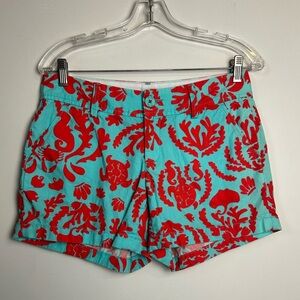 Lilly Pulitzer The Callahan Size 4 Shorts Turtle Coral Print Multicolor Beach